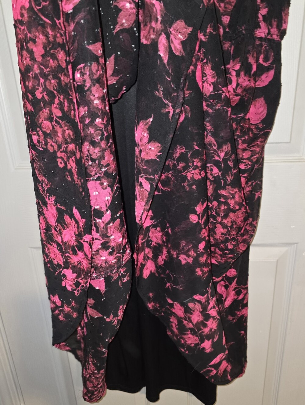 Torrid Clip Dot Mock Neck Floral Fuschia & Black Midi Dress Women's Plus 2X - Picture 6 of 10